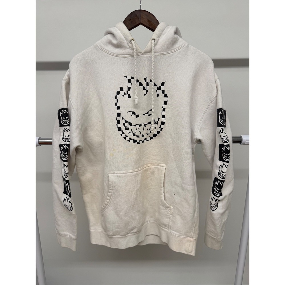 Vintage‎ Y2K Spitfire Wheels Hoodie White with Sleeve Hits Size Medium